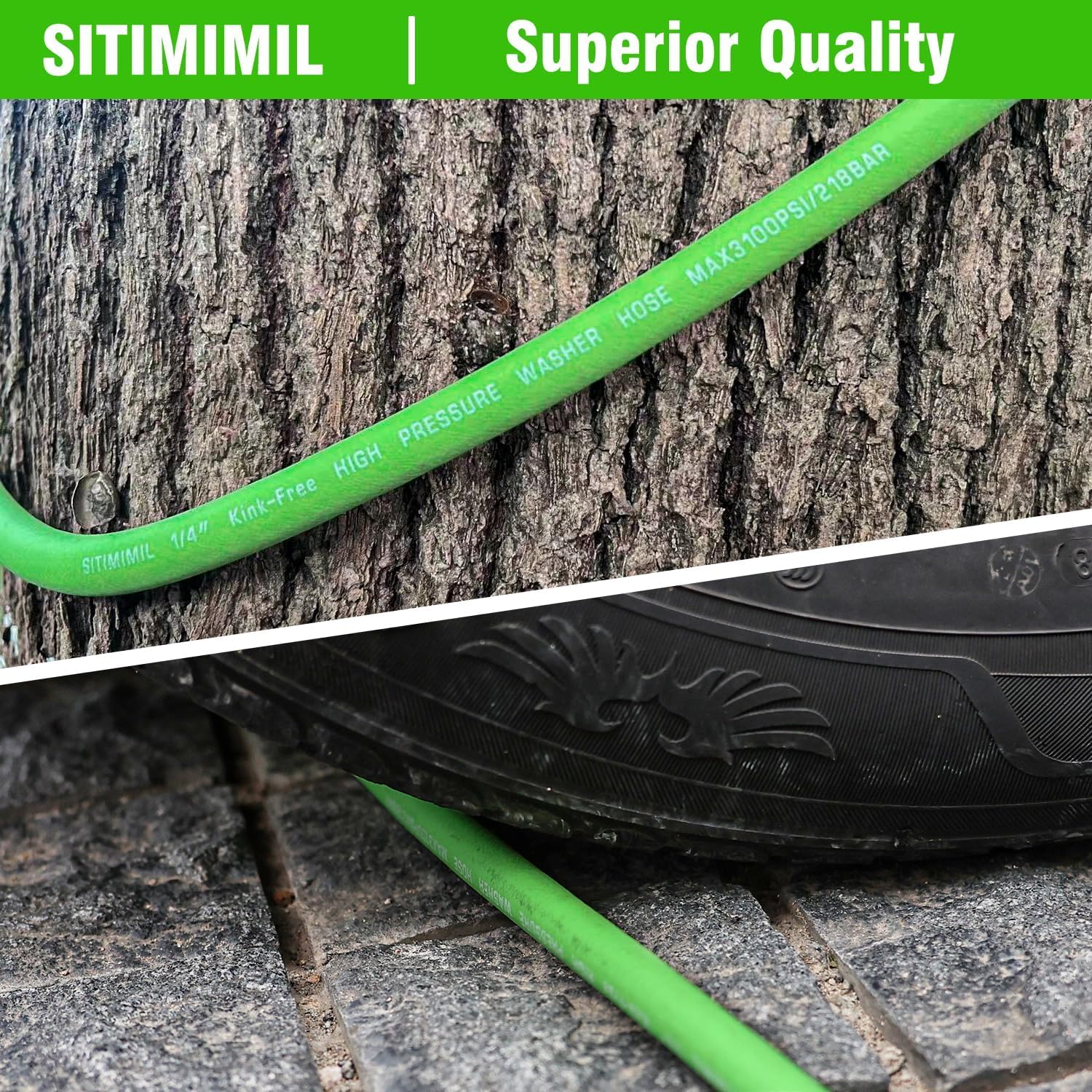 1/4 Pressure Washer Hose 25 FT, 3100 PSI Kink Resistant Super Flexible Power Washer Hose for Pressure Washer, Universal Extension Hoses Replacement for Gas & Electric, Compatible with M22 14mm