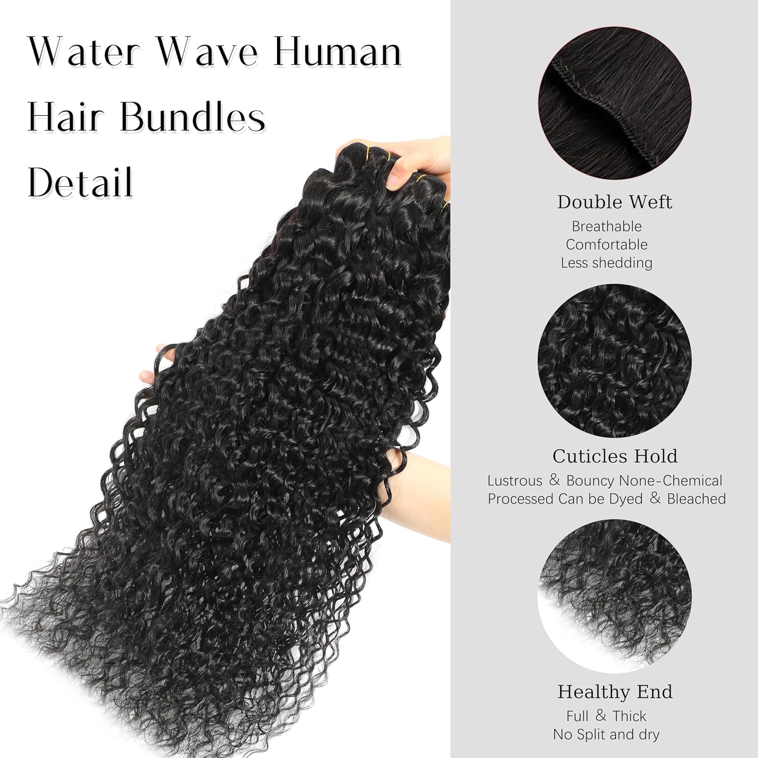 Water Wave Bundles 20 22 24 26 Inch 12A Unprocessed Virgin Glossy Human Hair Double Weft Less Shedding Water Wave Bundles For Women As Extensions