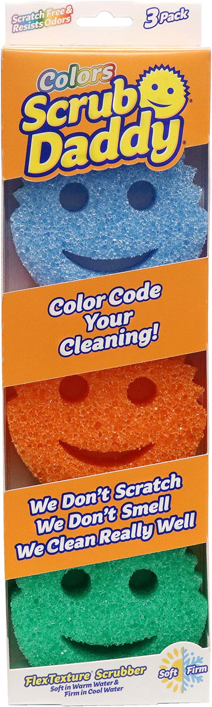 Scrub Daddy Color Sponge (3 Pack, ABS Plastic)