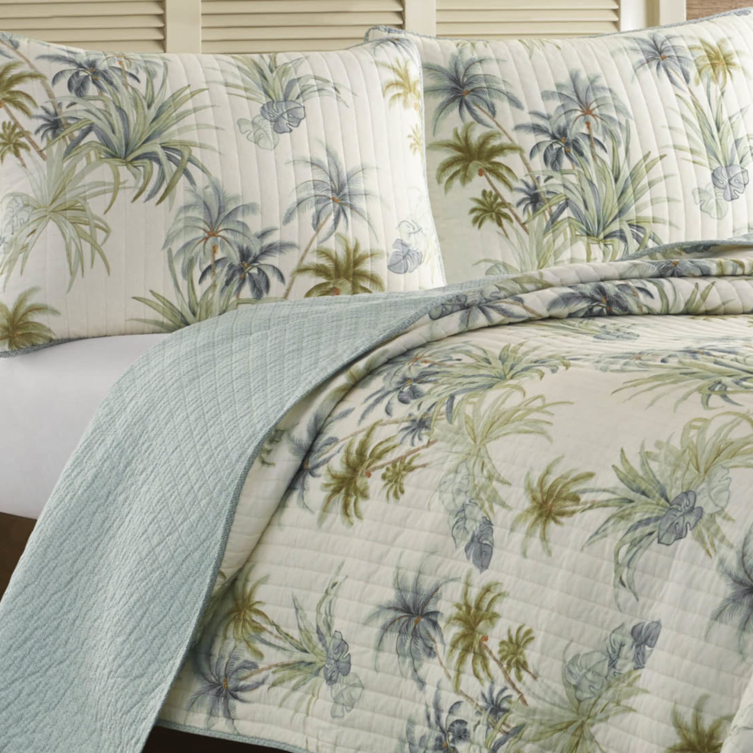 Tommy Bahama Sham Biancheria da Letto in Cotone con Chiusura a Busta, prelavata per Una Maggiore Morbidezza, 100%, Serenity Palm Blue/off White/Verde, 69 x 53 cm (Pack of 1)