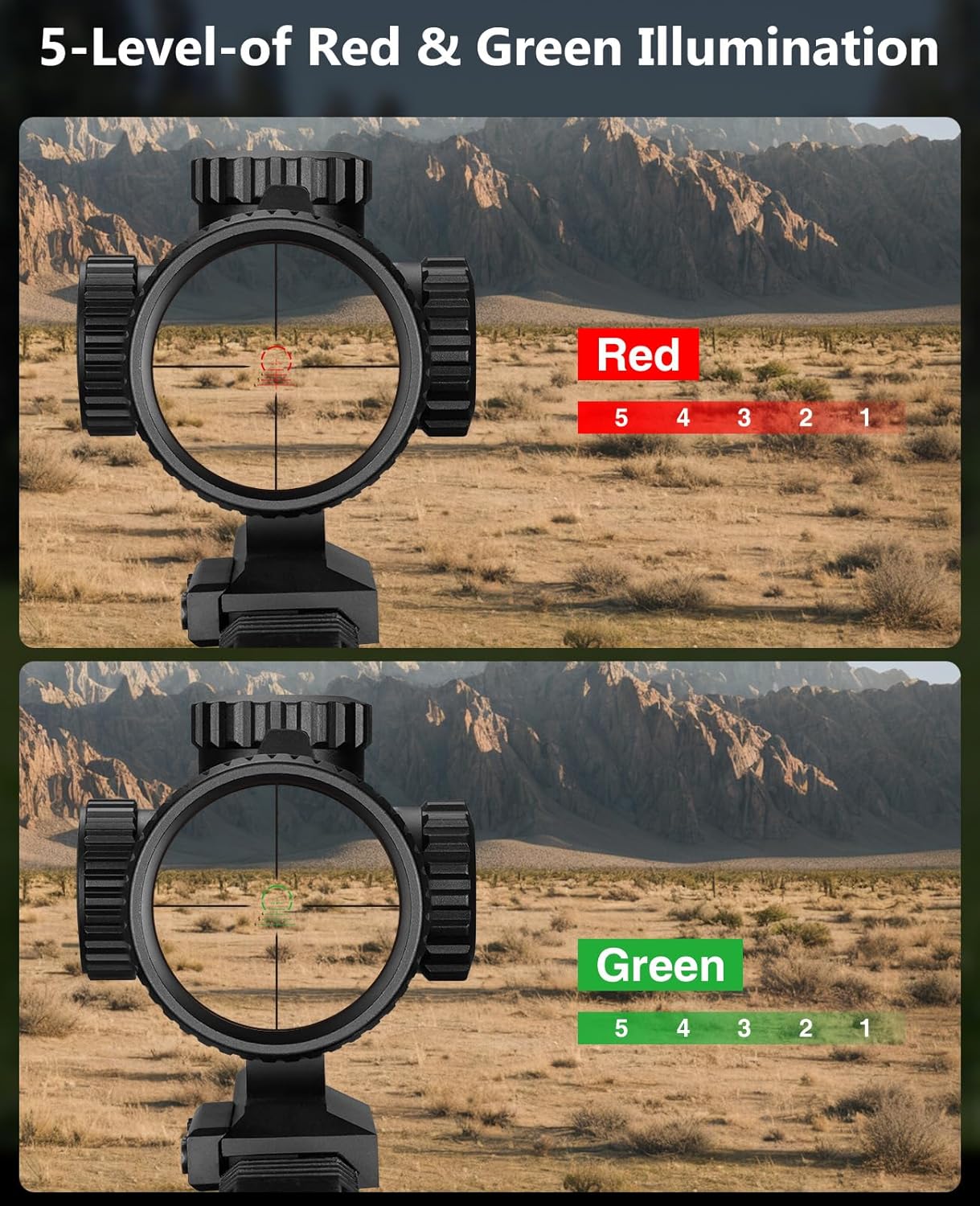 MidTen LPVO Rifle Scope with Cantilever Mount, Red Green Illuminated BDC/Circle Dot Reticle, Zero Reset, HD Glass, Second Focal Plane Scopes for Hunting