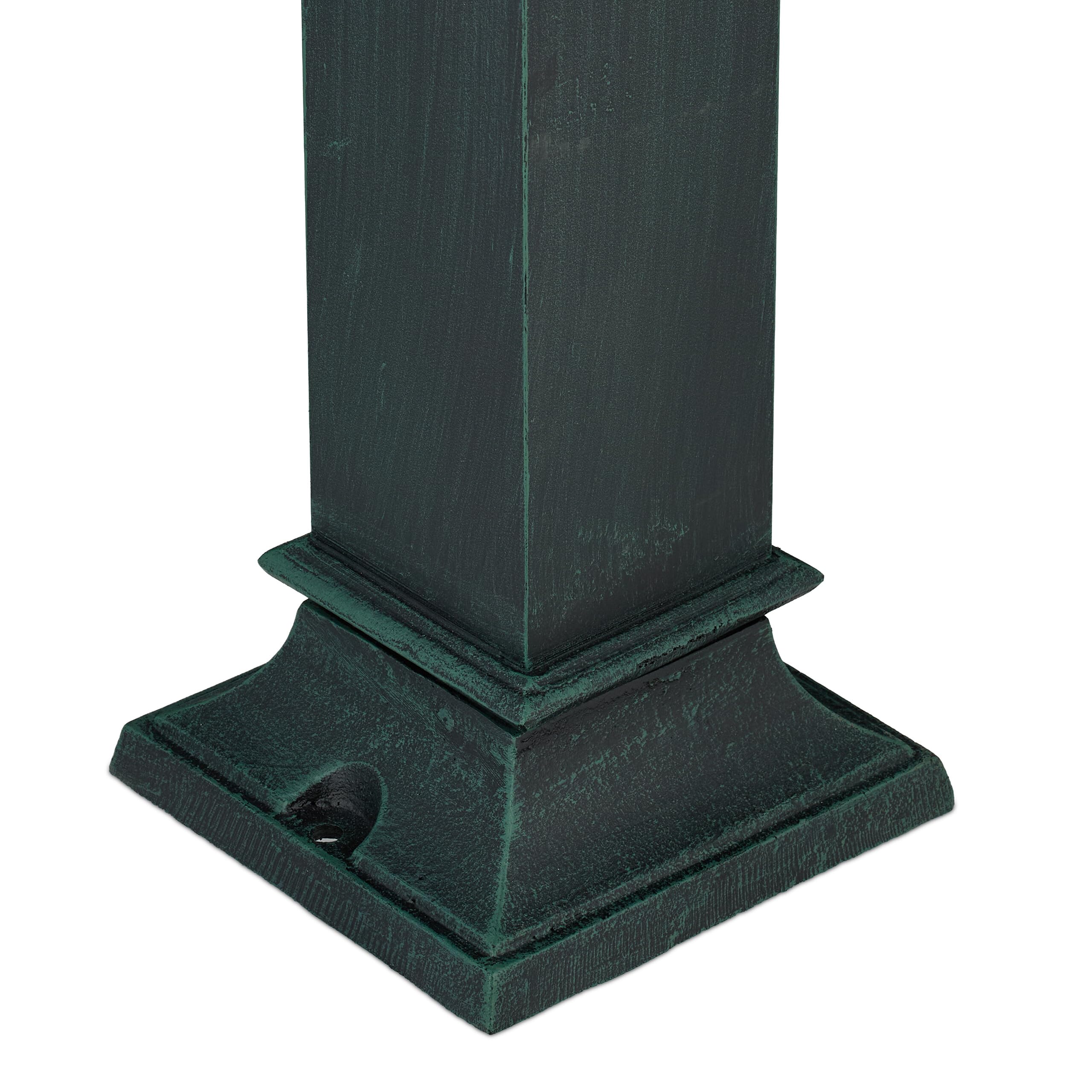 Relaxdays Fontana da Giardino in Stile Antico, Fontanella a Colonna con Rubinetto Acqua da Esterno, 80x18,5x22 cm, Verde