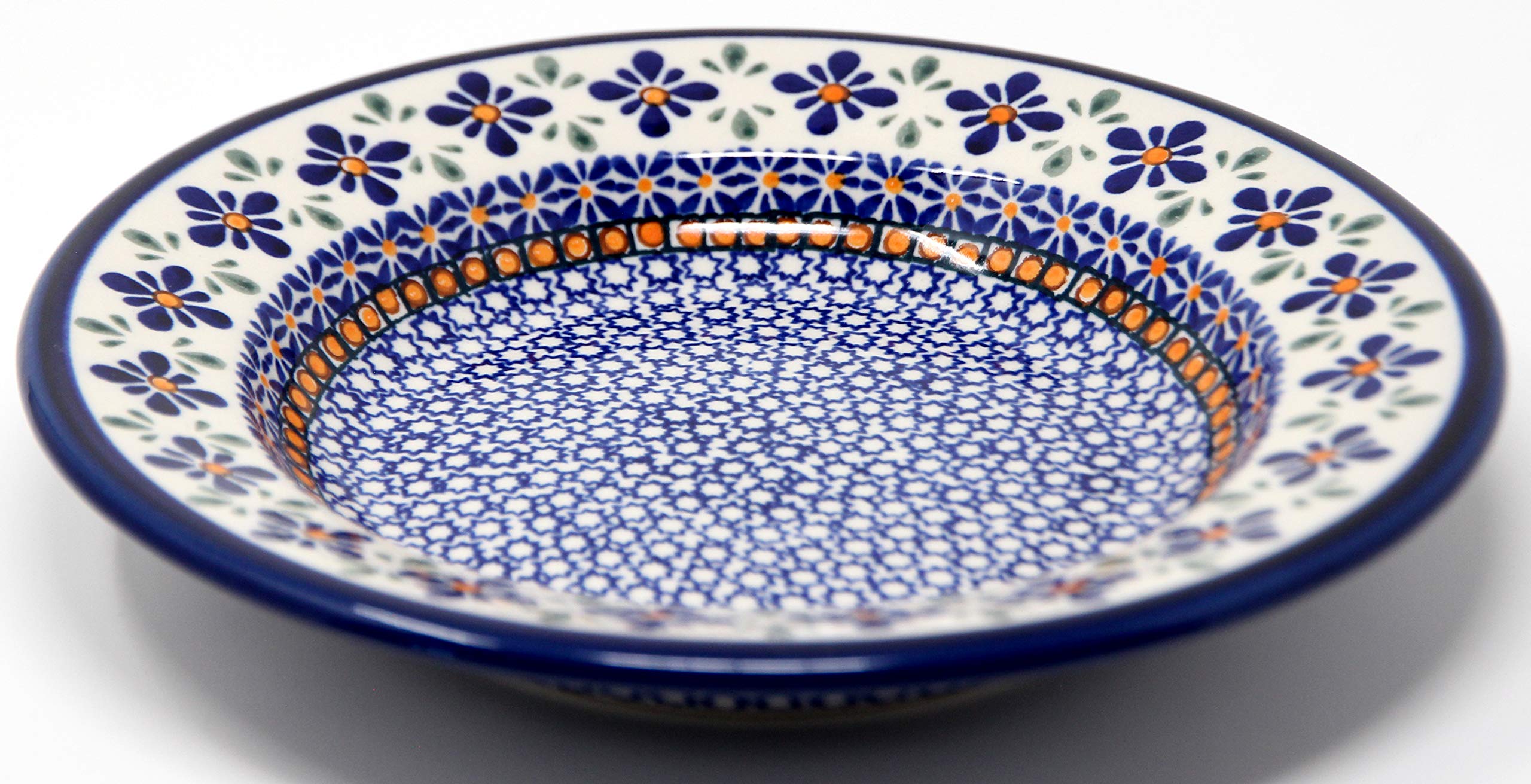 Polish Pottery Pasta Bowl 9.5 Inch Diameter in Mosaic Flower Pattern from Zaklady Ceramiczne Boleslawiec Poland