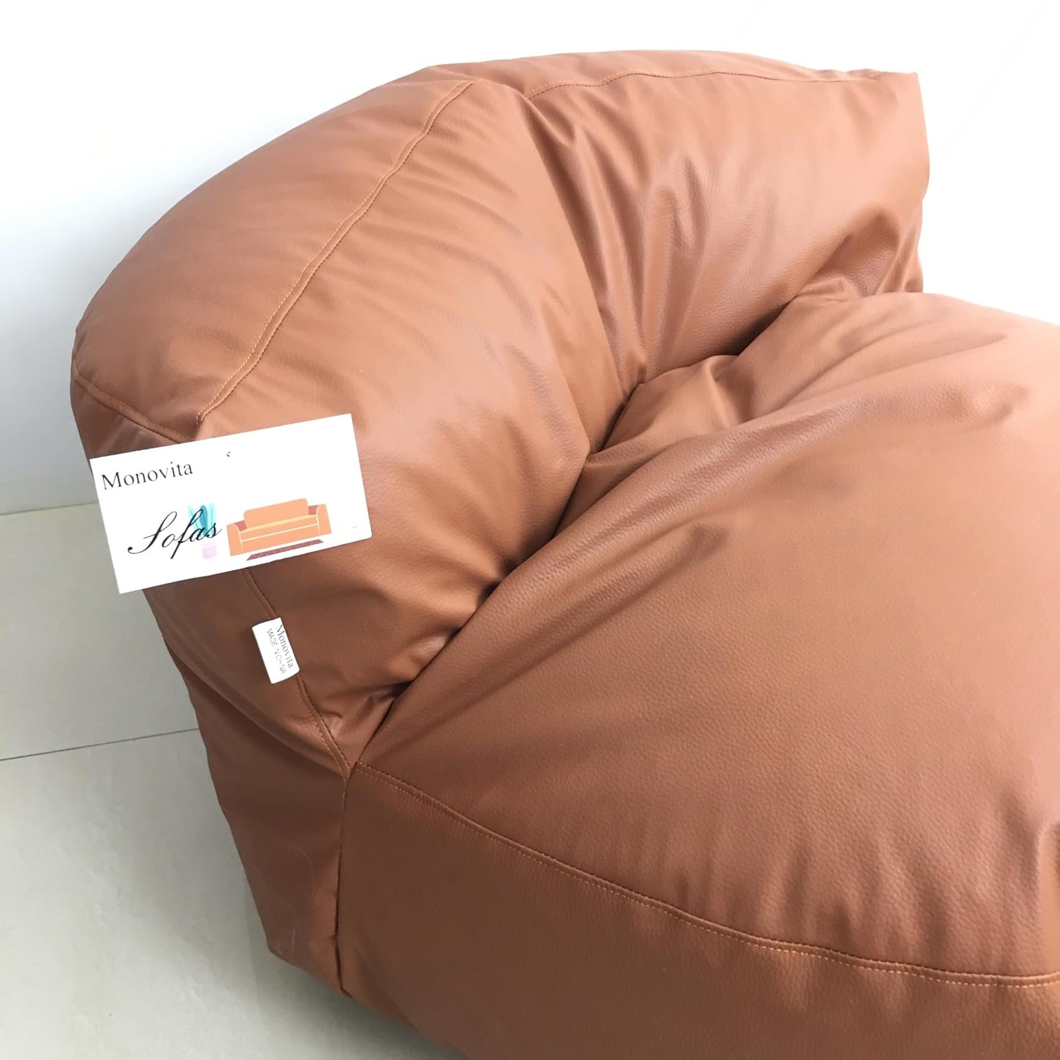 Monovita Sofas Brown Faux Leather Floor Sofa — Modern, Comfortable, and Low-Profile Lounge Chair