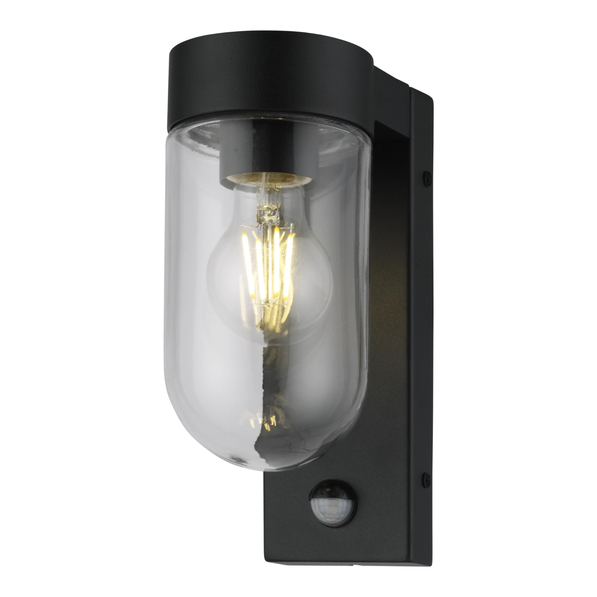 firstchoicelighting Black Motion Sensor Outdoor Wall Light, Porch Or Garden PIR Security Lamp, IP44 Rated, LED Compatible
