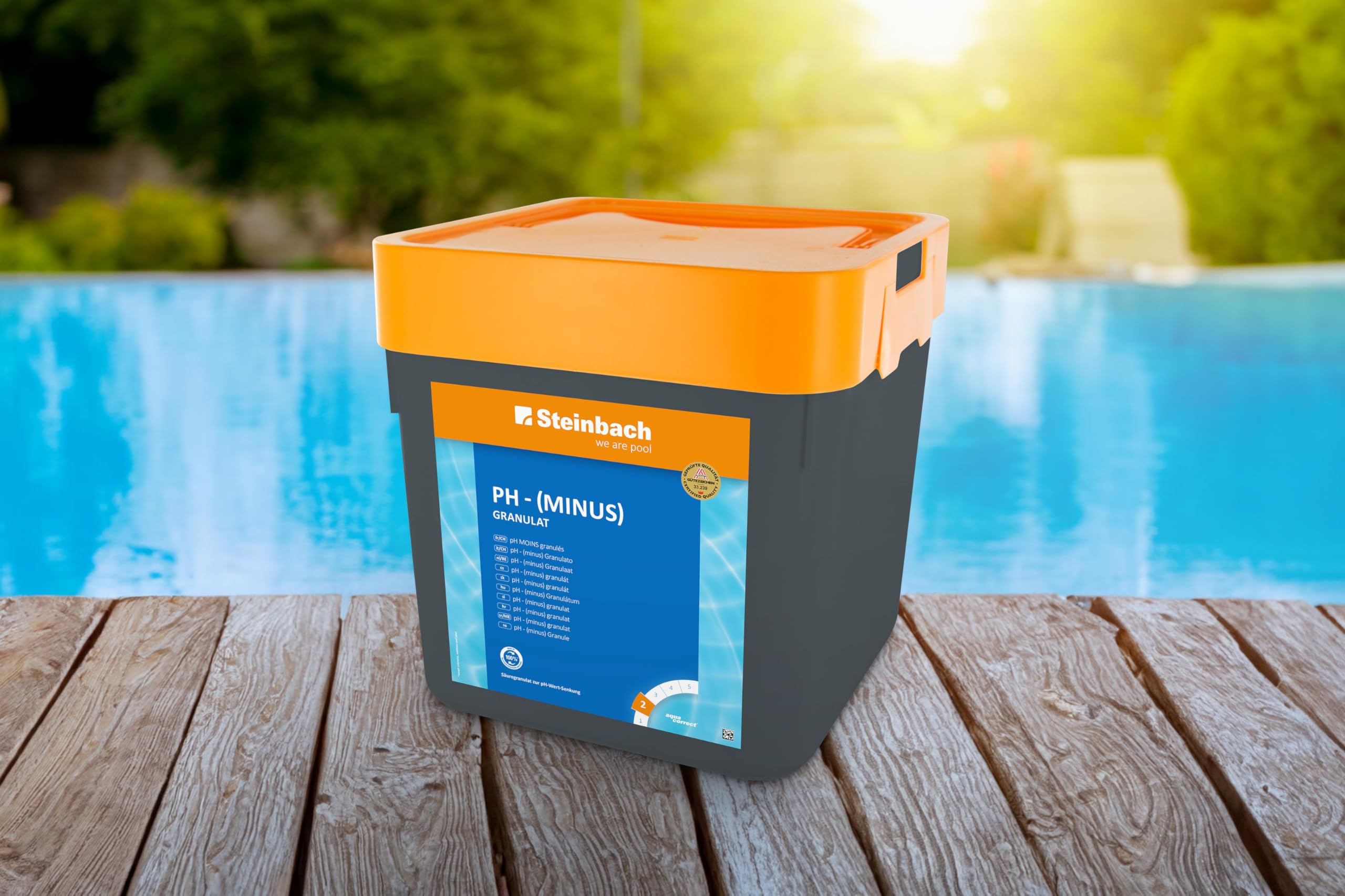 Steinbach Poolpflege pH-Minus Granulat – 0753005TV00 – 7,5 kg – Zur pH-Wert-Senkung im Pool/Gut löslich & staubreduziert/Für bessere Wirksamkeit von Chlor & Desinfektionsmitteln
