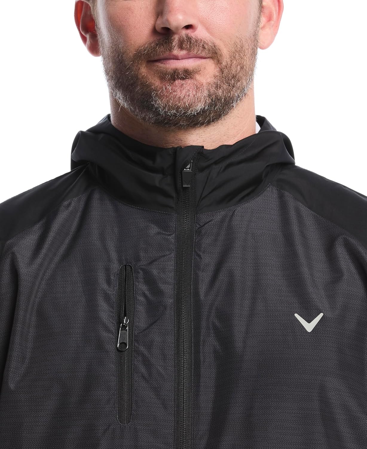 Callaway mens Men's Long Sleeve Packable Herringbone Texture Golf Wind Jacket - Image 3