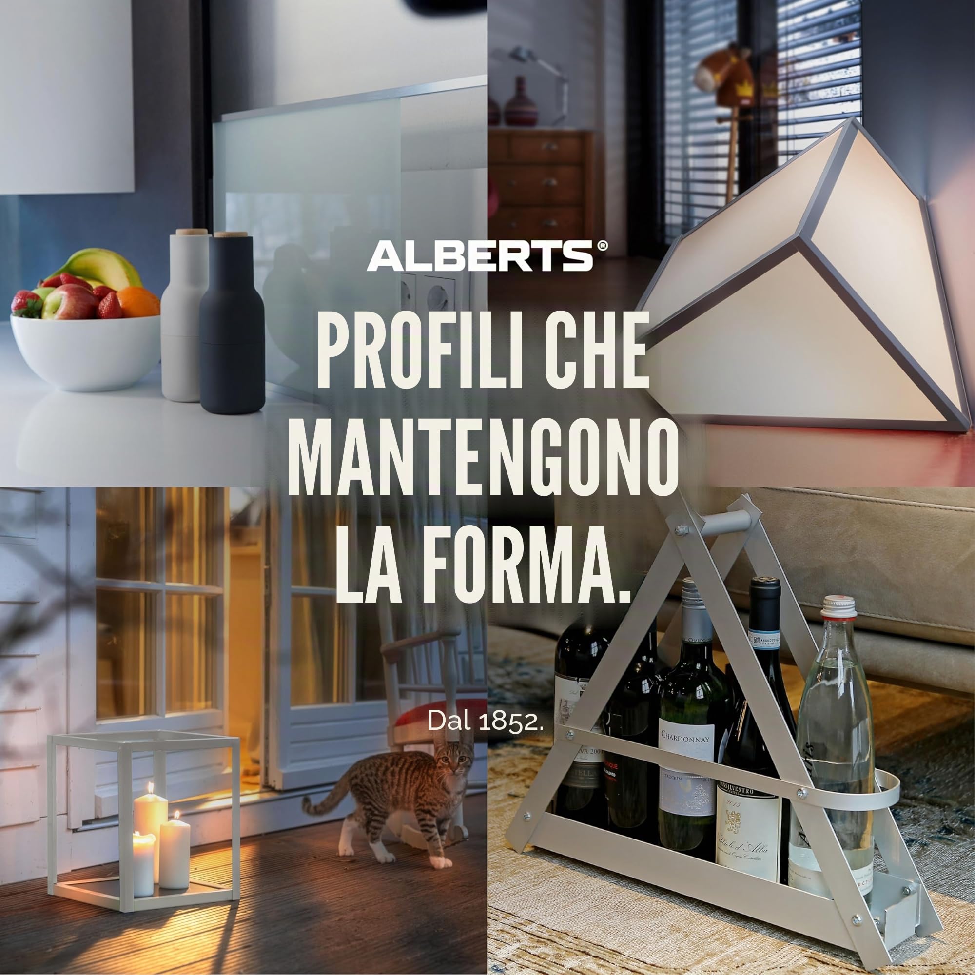 Alberts 471965 Profilo a U, alluminio, anodizzato argento, 1000 x 25 x 25 mm