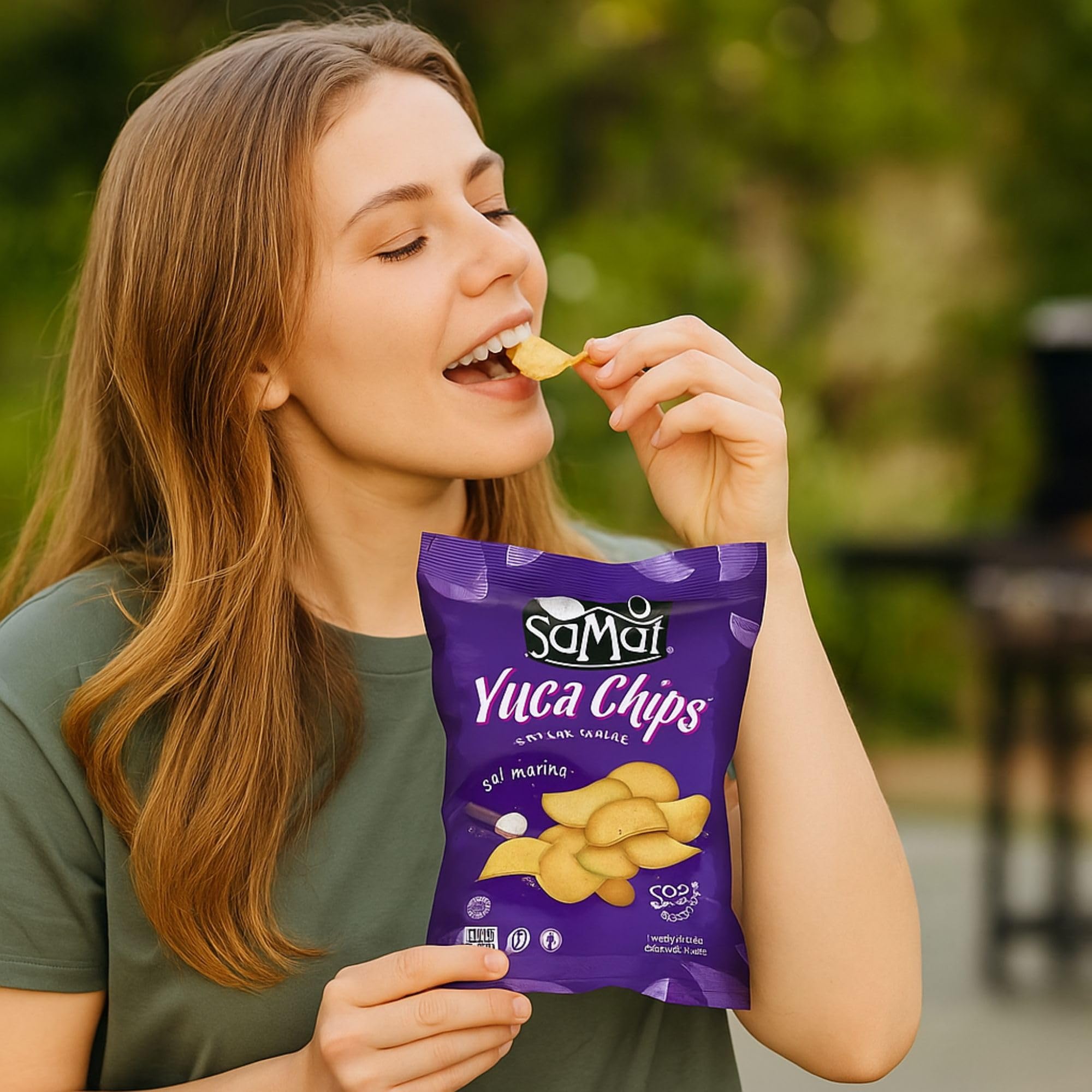 Samai Chips de yuca Sal marina del Pacífico (paquete de 15) sin gluten, sin nueces, sin lactosa, certificado Kosher, aperitivo apto para paleo