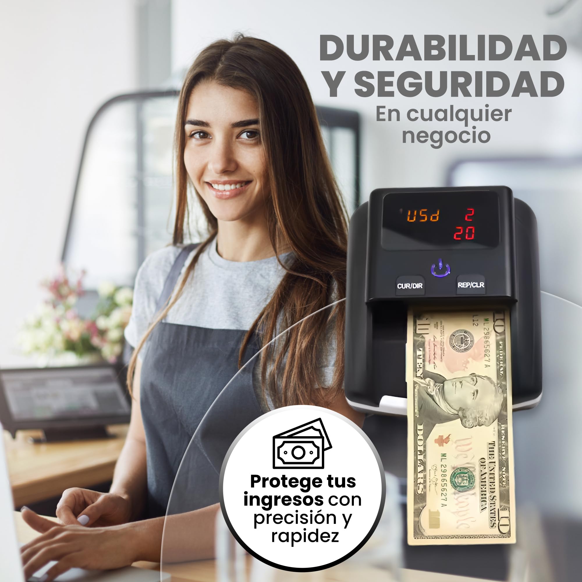 Detector y Contador de Billetes Falsos 2 en 1 - Modelo Actualizado 2025 - Compacto,Libiano y Automático - Detección UV/Microondas/Infrarrojo - Compatible con Euros, Dólares y Libras Esterlinas