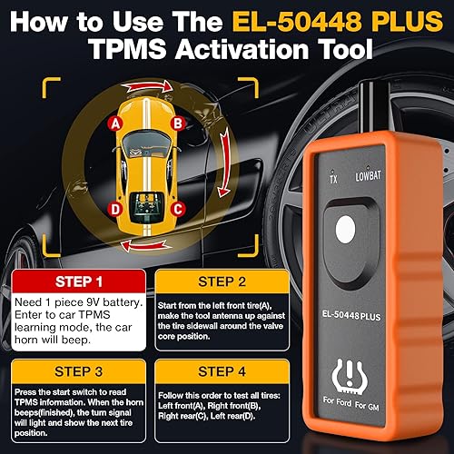 Miniatura 4 de KINGBOLEN EL-50448 Plus TPMS Herramienta de reaprendizaje para Ford GM Automotive Sensor de presión de neumáticos 315433 MHz Herramienta de