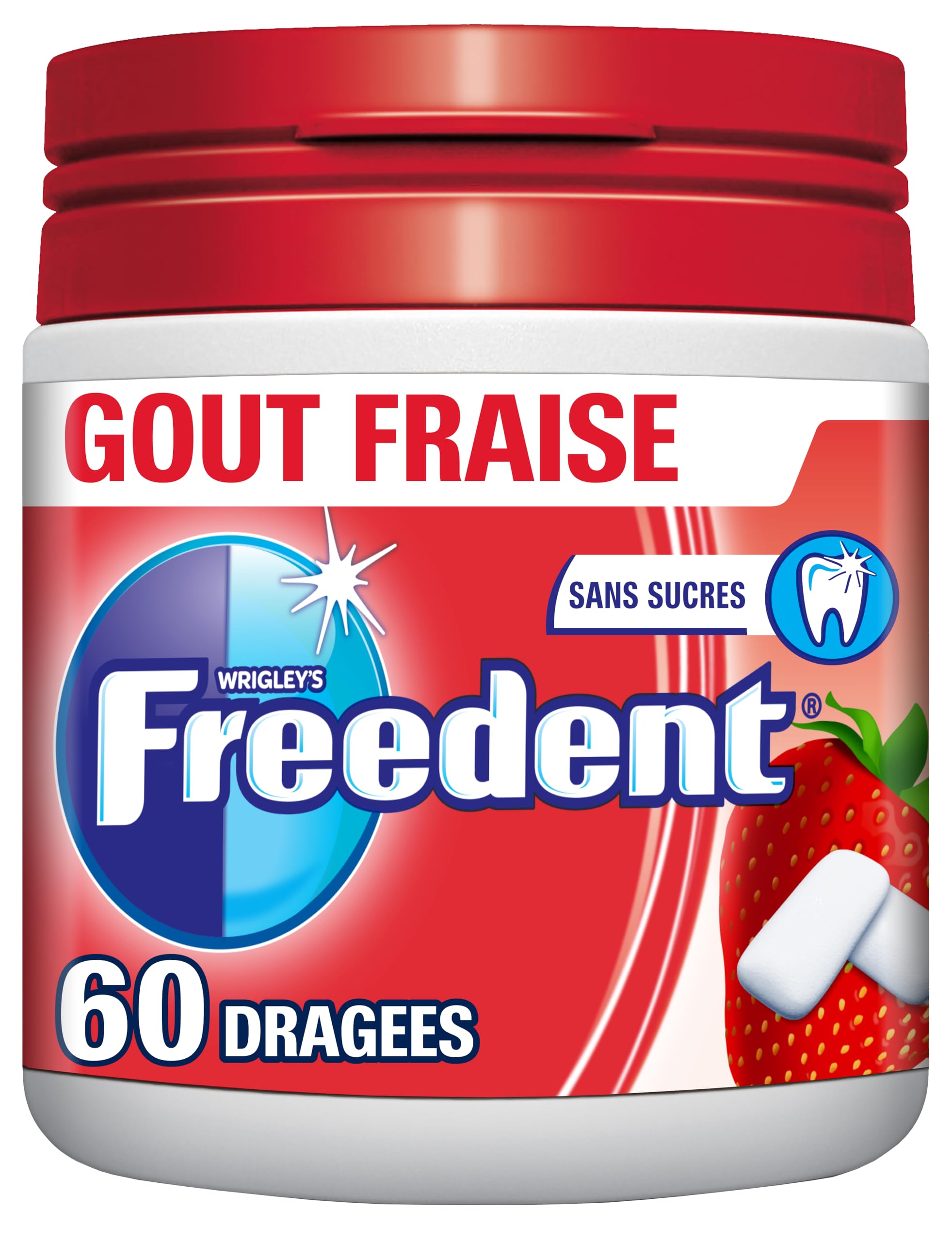 FREEDENT Chewing-gum goût Fraise sans sucres 60 dragées 84g