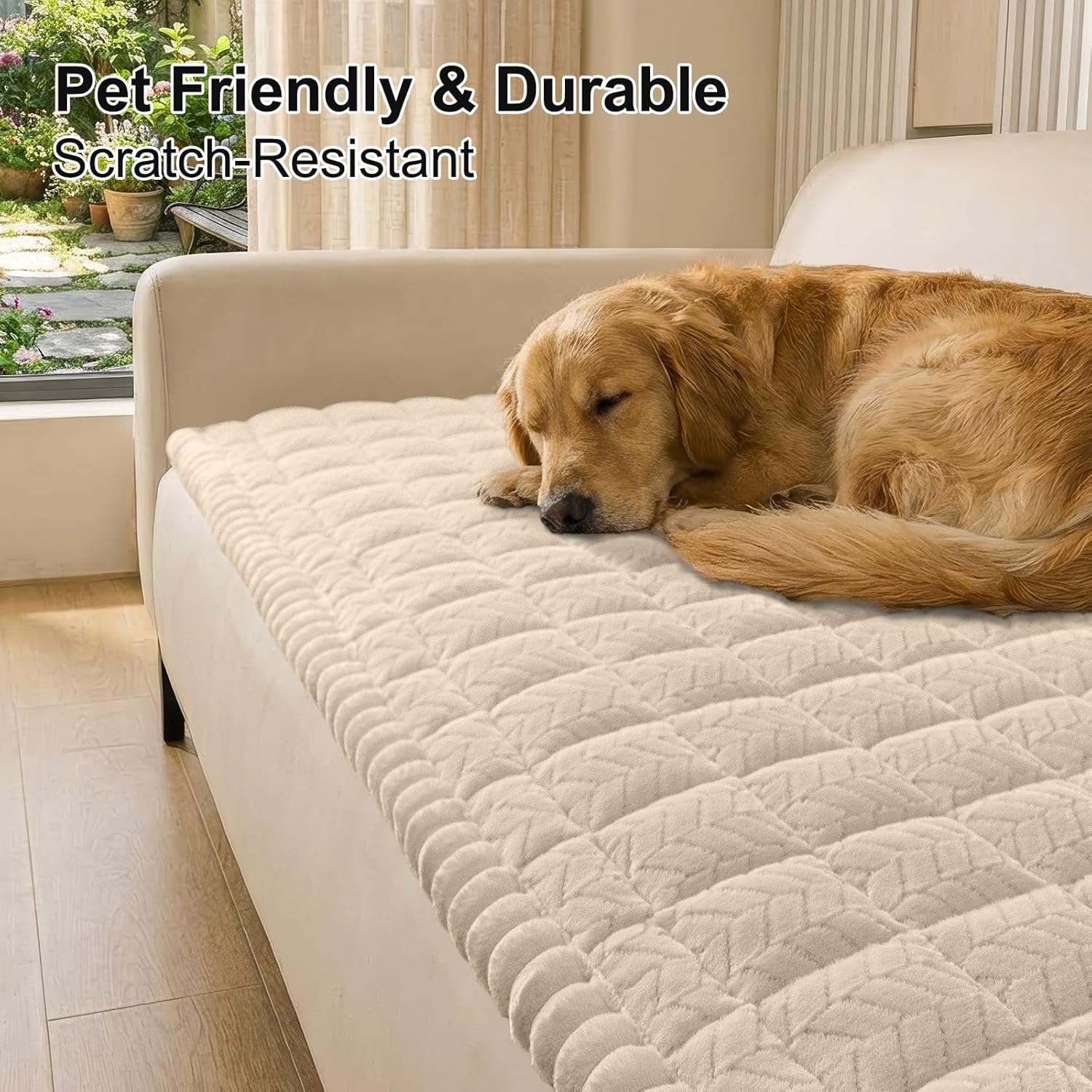 Smiry Non Slip Couch Covers for Dogs, Fuzzy Pet Couch Covers for 2-3 Cushion Sofa Pet Friendly, Soft Sofa Slipcovers Cushion Furniture Protector Washable (Apricot, 27.6" x 59") Apricot 27.6" x 59"