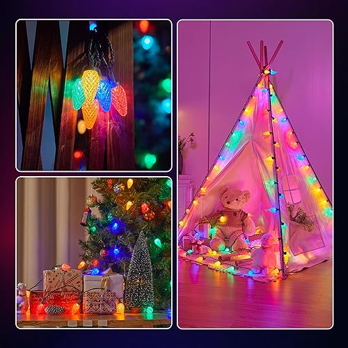 Miniatura 6 de Luces LED C9 de Navidad para exteriores, 97 pies, 150 LED, impermeables, decoraciones navideñas de fresas, luces de cadena, enchufables, luces