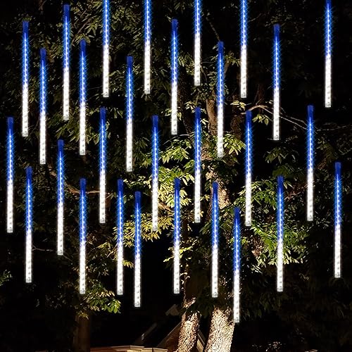 Miniatura 6 de Dazzle Bright 288 luces LED de Navidad, luces de lluvia de meteoritos de 11.8 pulgadas con 8 tubos, enchufe impermeable, luces de lluvia que caen,