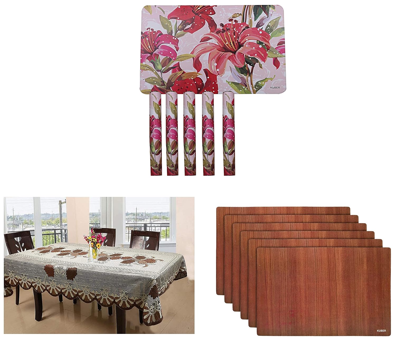 Buy Kuber Industries 6 Seater Dining Table Cover Brown (CTKTC01261