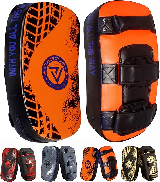 V.Sports VADER Thai Pads for Kickboxing Muay Thai Kick Pad Pre-Curved Punching Training Strike Shield for Boxing MMA Martial Arts Taekwondo Coaching Kicking Target Focus Pad