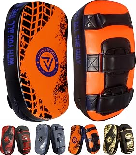 V.Sports VADER Thai Pads for Kickboxing Muay Thai Kick Pad Pre-Curved Punching Training Strike Shield for Boxing MMA Martial Arts Taekwondo Coaching Kicking Target Focus Pad