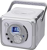 Jensen CD-555 Bluetooth Boombox with FM Radio, Top-Loading CD Player, X-Bass Boost - Portable Stereo Silver