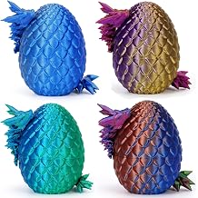 Set of 4 Miniature Dragon Eggs 7 cm - 13 cm Movable Joints Dragon Toys Crystal Dragons Easter Eggs Easter Gifts Children - Suitable as a Toy from 5/6/7/8/9 Years Boys Girls