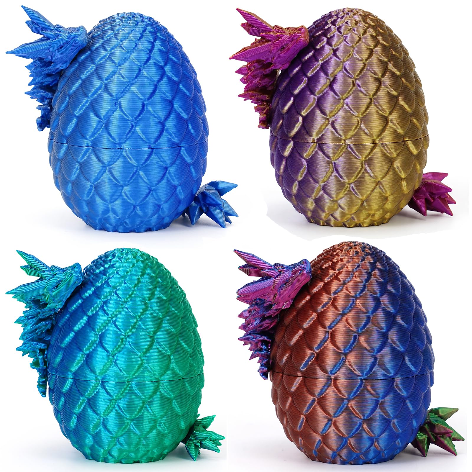 zhancydeal 4er Set Miniatur Dracheneier (7 cm) – 13cm bewegliche Gelenke Drachen spielzeuge, Kristall Drachen, Ostereier, Ostergeschenke Kinder–Geeignet als Spielzeug ab 5/6/7/8/9 Jahre Jungen Mädchen