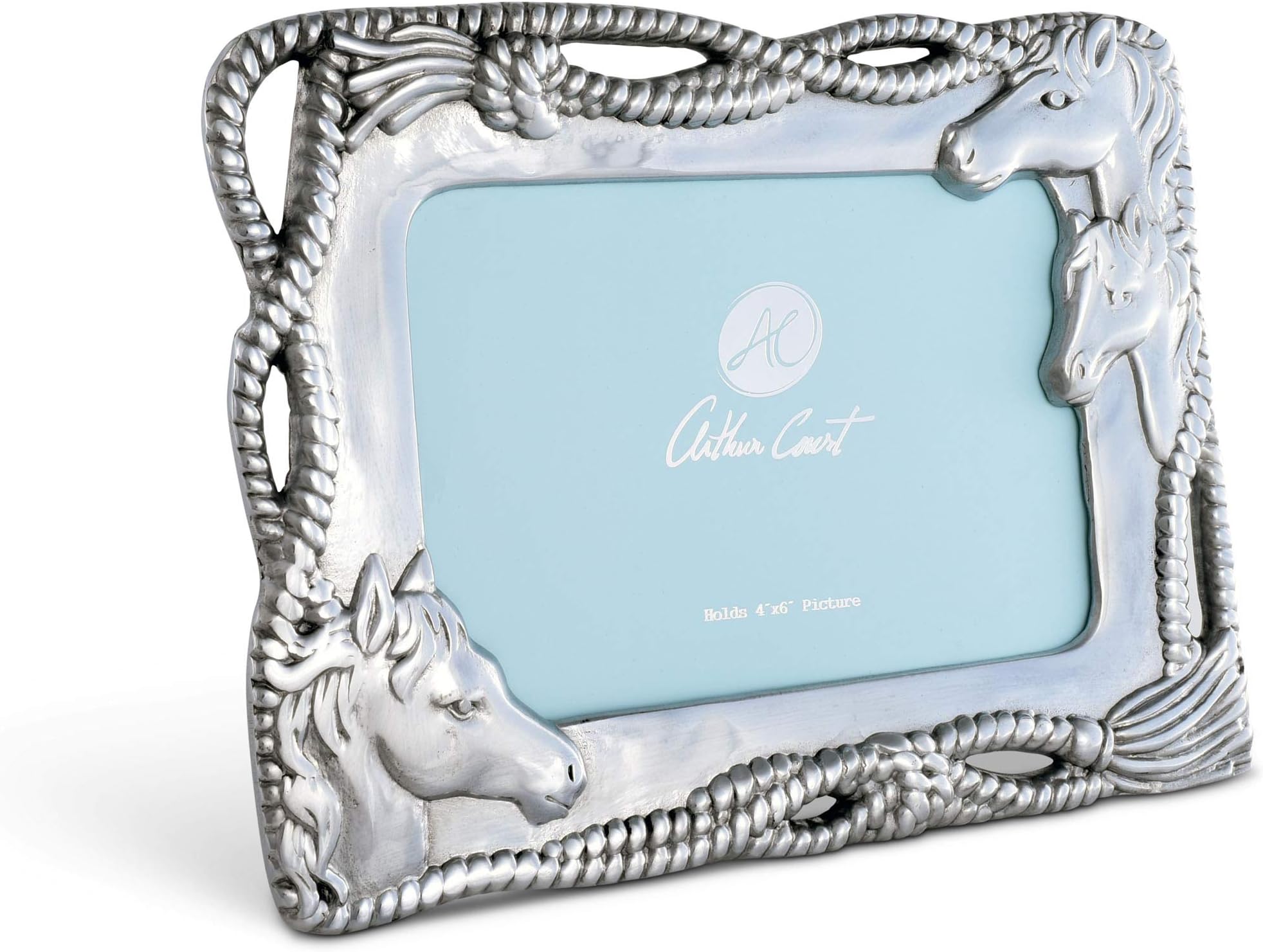 Arthur Court Designs Aluminum Western Rope Horse Picture Photo Frame 4x6