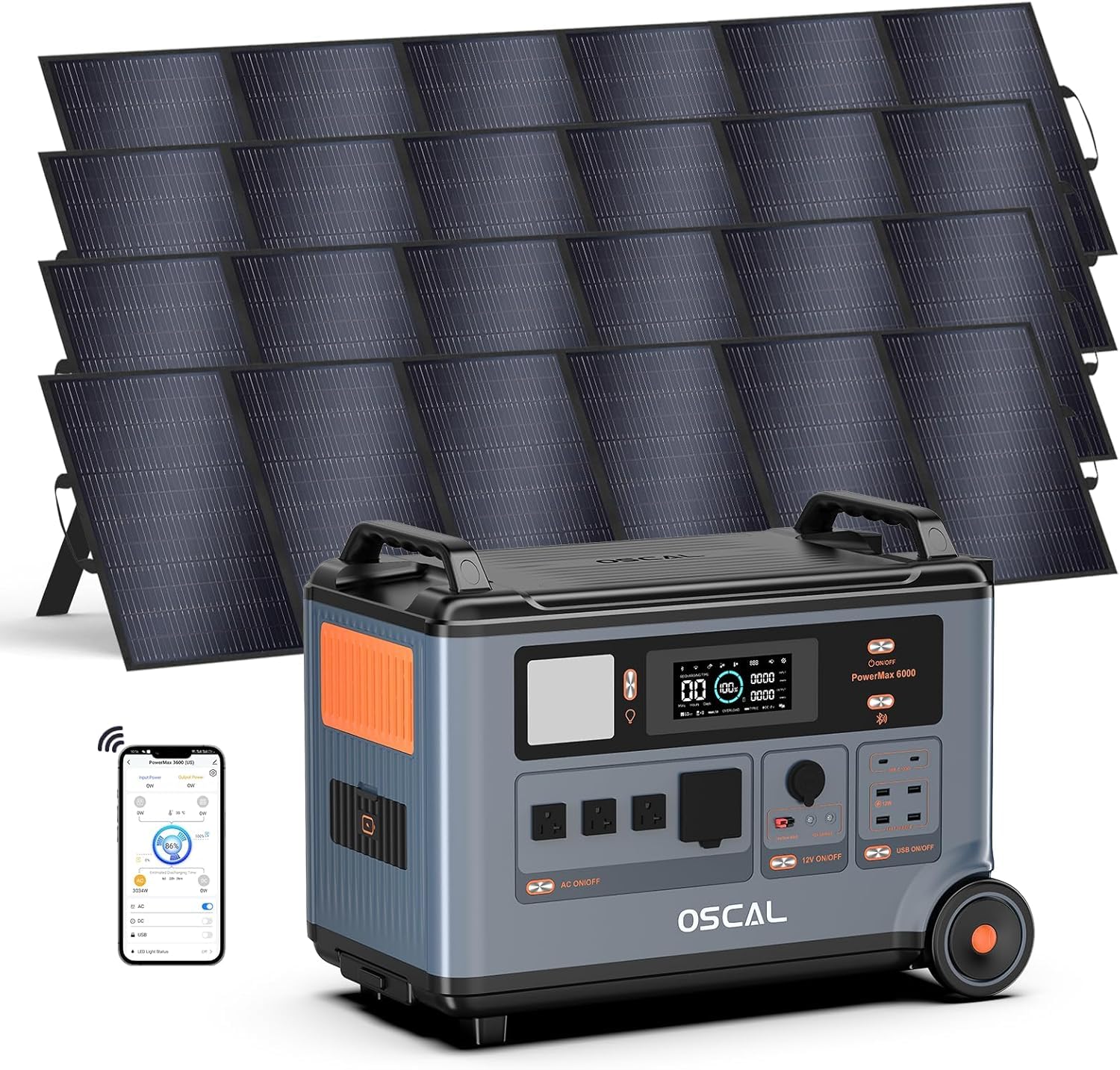 OSCAL 6000W Solar Generator 2025 New 120V 240V Split Phase Voltage Portable Power Station PowerMax 6000 with 4