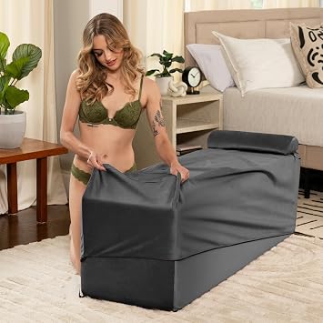Liberator Aria Flip Chaise 18 Inch Wide - Convertible Sex Chair and Bed Bench, Liberty Black
