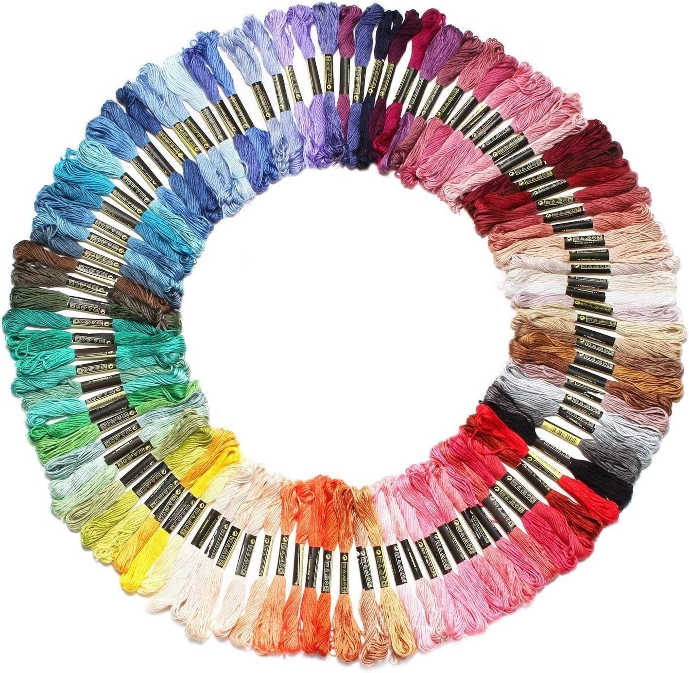 Laojbaba Rainbow Color Embroidery Floss 100 skeins, Cross Stitch Thread,Bracelets Floss, Crafts Floss,Stitch Threads
