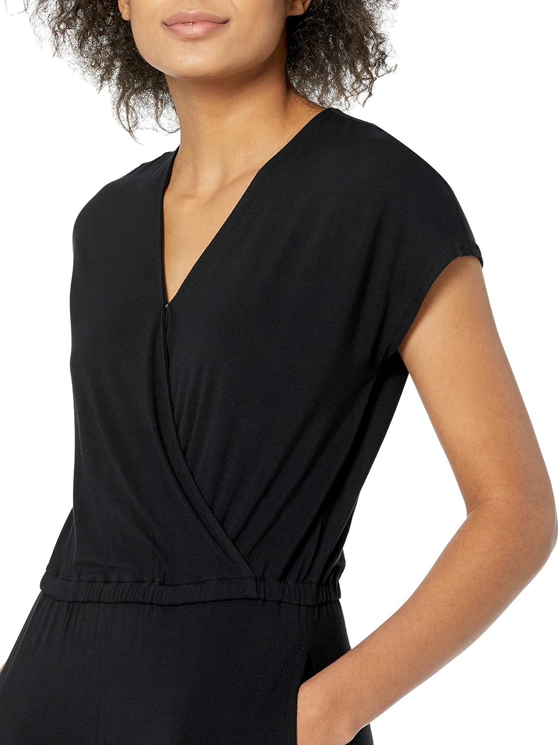 Amazon Essentials womens Short-Sleeve Surplice Cropped Wide-Leg Jumpsuit with Elastic Waist - Image 3