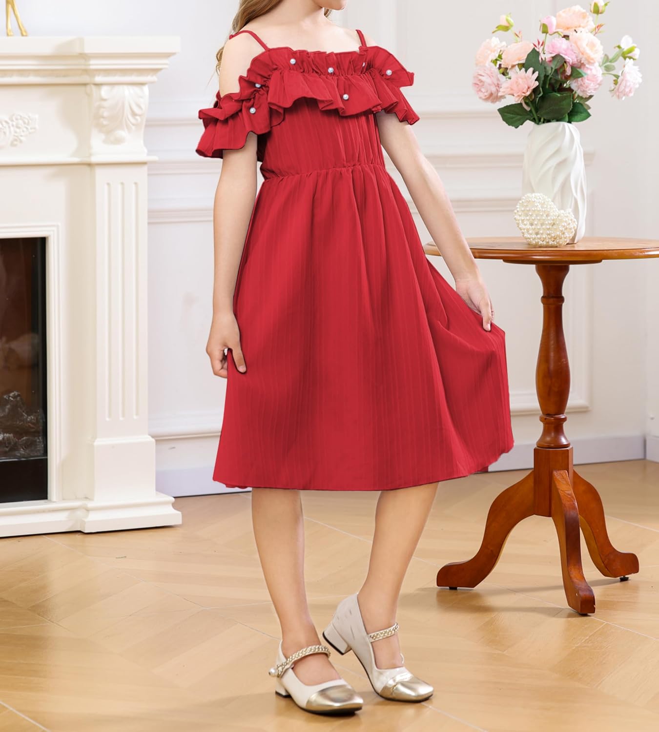 Spring Winter Girl Twirl Ruffled Swing Dress for 7-12 Years - Image 5