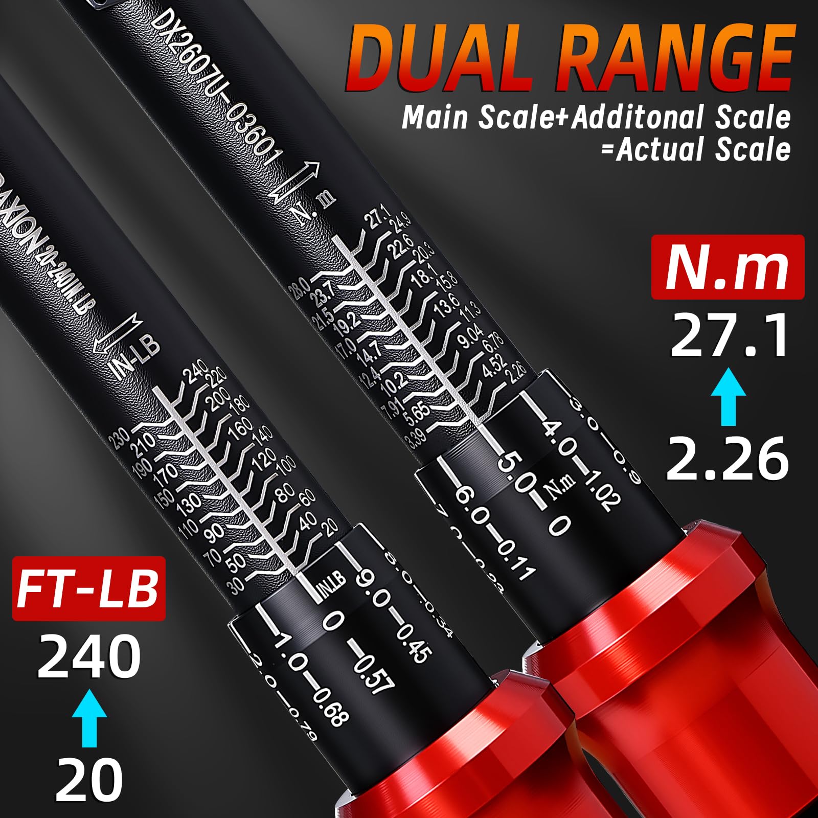 Set di 52 chiavi dinamometriche per bicicletta, attacco da 1/4", 20-240 pollici (2,3-27 Nm)