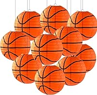 Vista 1 de 10 Piezas Linternas de Papel de Baloncesto Naranjas Decoraciones de 8 Pulgadas para Colgar del Techo Linternas de Baloncesto Linternas de Papel