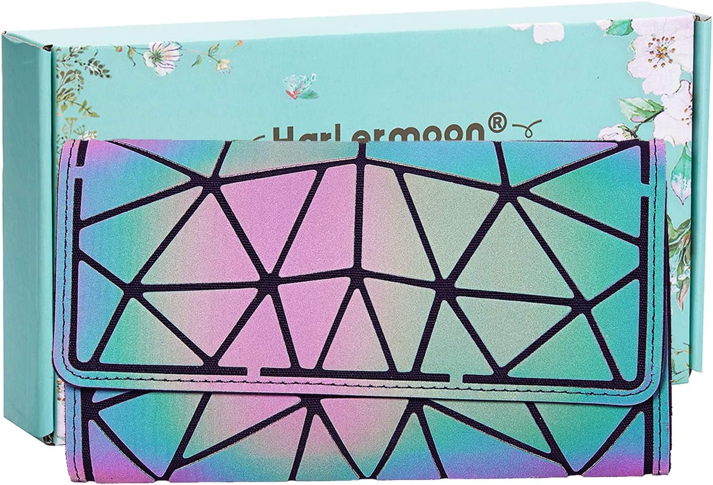 Geometric Handbag Luminous Women Tote Bag Holographich Purses and Handbags Flash Reflactive Crossbody Bag for Women (Fold Wallet)