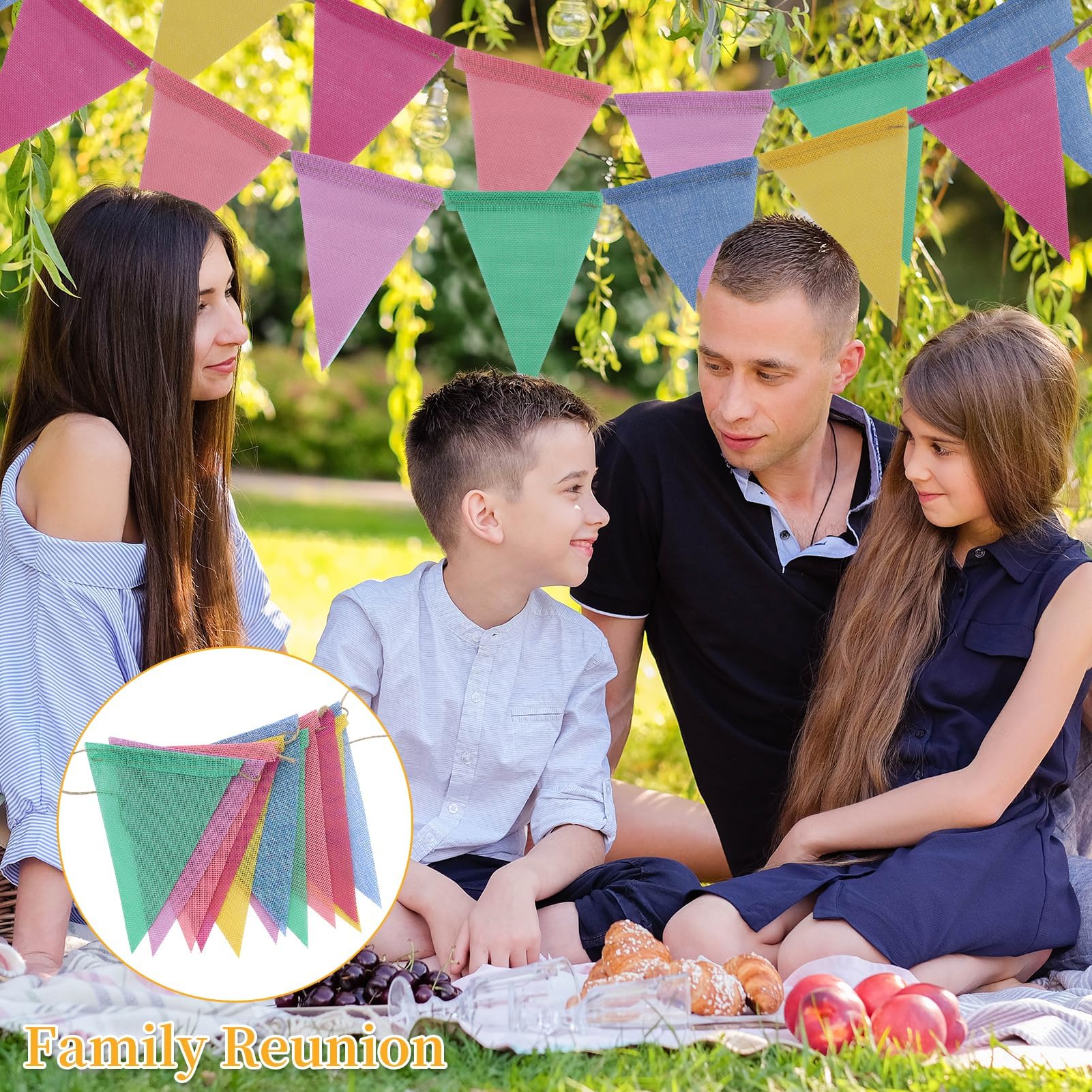 4 piezas–32M Banderines de tela pastel arco iris banderines al aire libre impermeable para cumpleaños, primavera, Pascua, aula, escuela, jardín, festival, carnaval, graduación, interior, guirnaldas