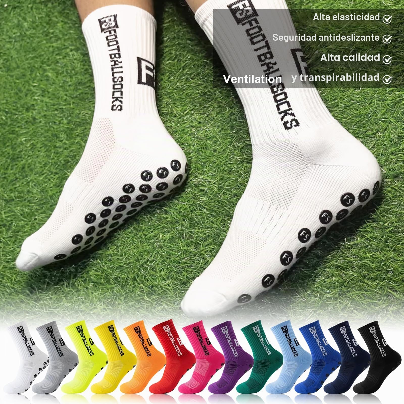 3 Pares De Calcetines De Fútbol Para Adultos, 39-46 Antideslizantes, Calcetines Futbol, Para Fútbol, Baloncesto, Running Y Ciclismo