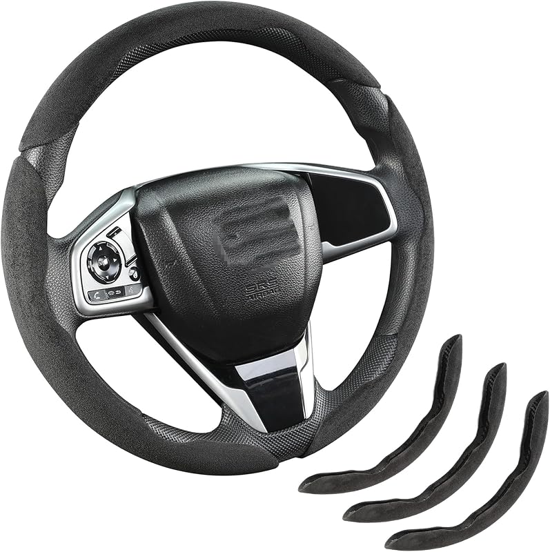 Capa Segmentada para Volante em Camurça Cinza INCMAD, Antiderrapante, para Volantes de 36,8 a 40,6 cm, INC-01