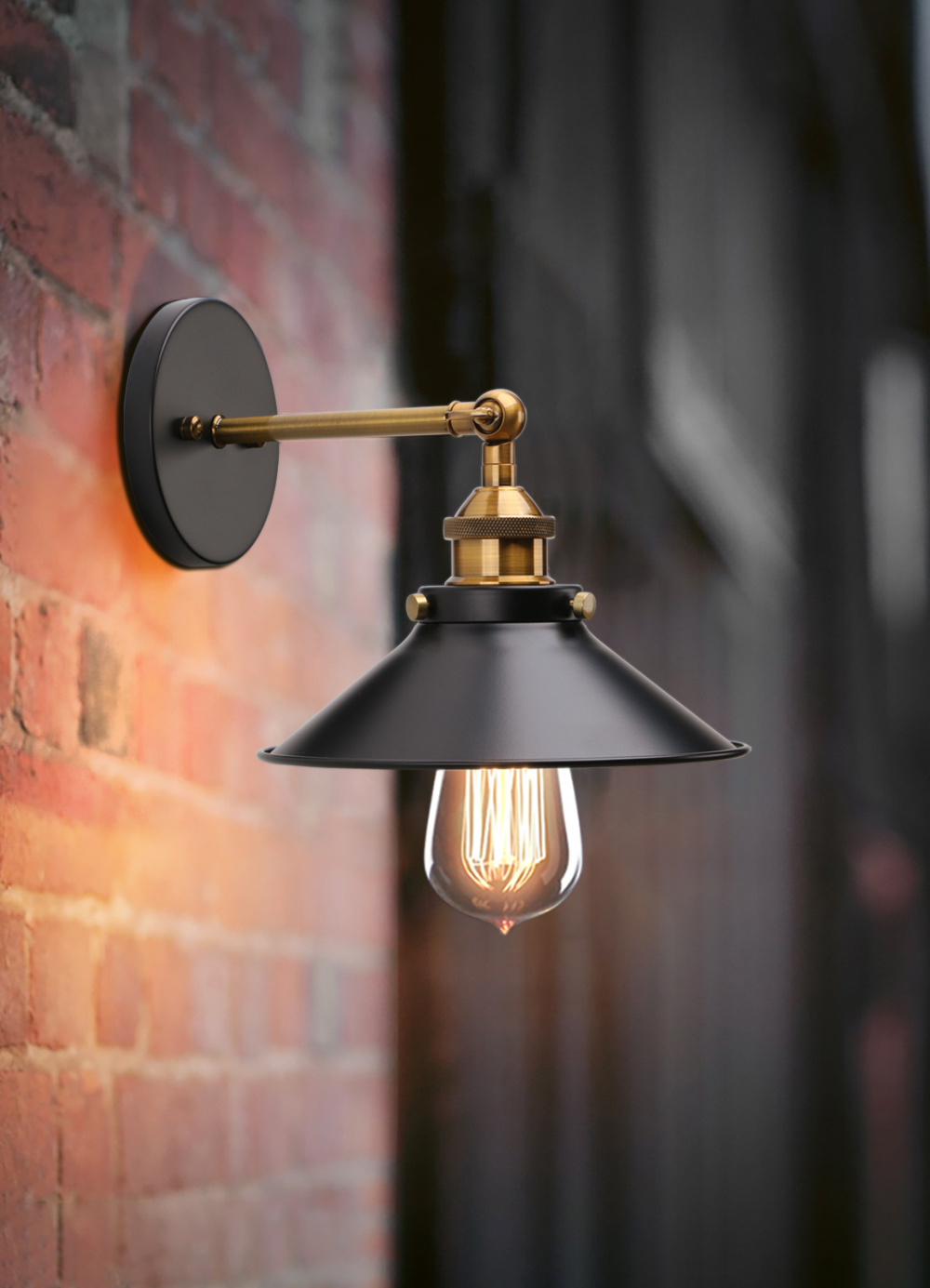 PERMO Vintage Industrial Metal Wall Sconce Lighting 180 Degree