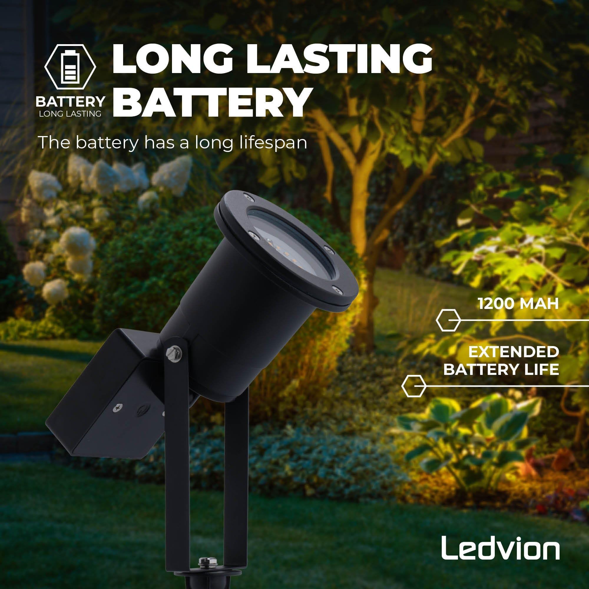 Ledvion 6er Set Gartenstrahler mit Erdspieß IP65 GU10 ohne Leuchtmittel | Kabellose Akzentbeleuchtung fuer Garten Terrasse Einfahrt Wege und Beete