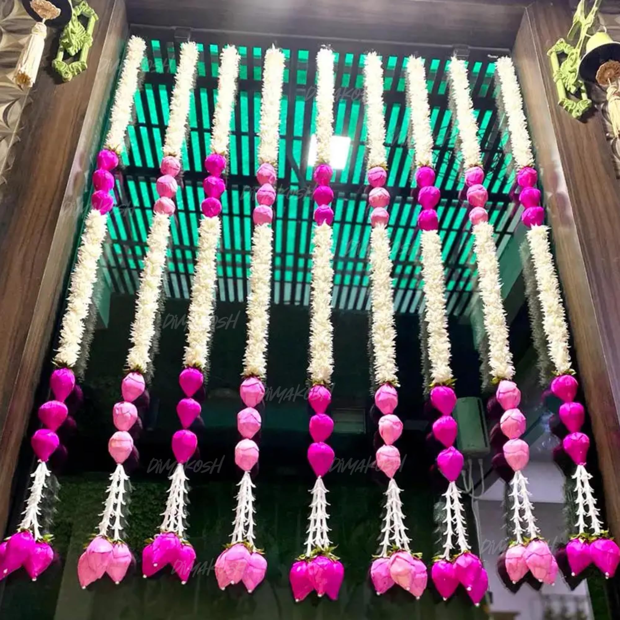 Divyakosh Artifcial Flower Hanging/Garland/Toran/Flowers/Festoon For Home Décor/Office Decoration, 5 Pcs, 60 Inches Each, Multicolor