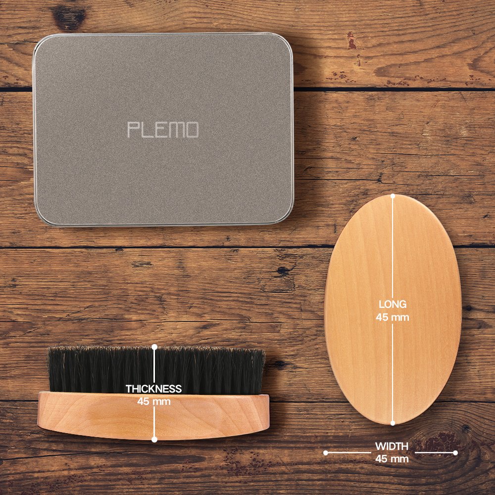 Plemo Beard Brush for Men, 100% Boar Bristles Mustache Brush for Mustache Styling & Maintenance
