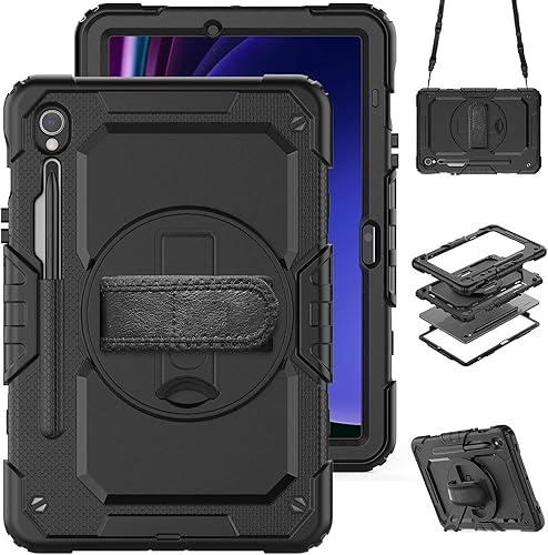 Miniatura 8 de Funda para Samsung Galaxy Tab S9 FE 5G 10.9 pulgadasTab S9 de 11 pulgadas 2023, con protector de pantalla, correa de mano, correa para el hombro,