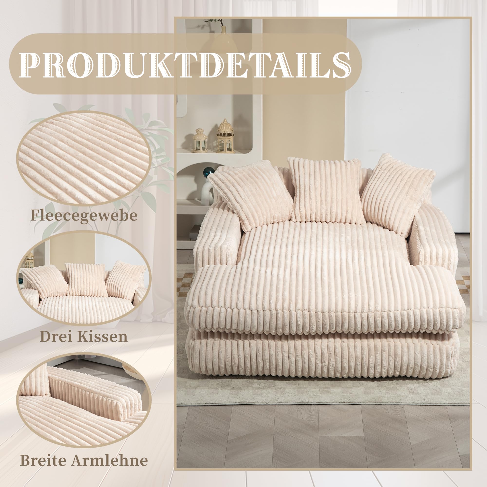 Vloersofa - Lazy sofa - Verstelbaar - Comfortabel - Beige