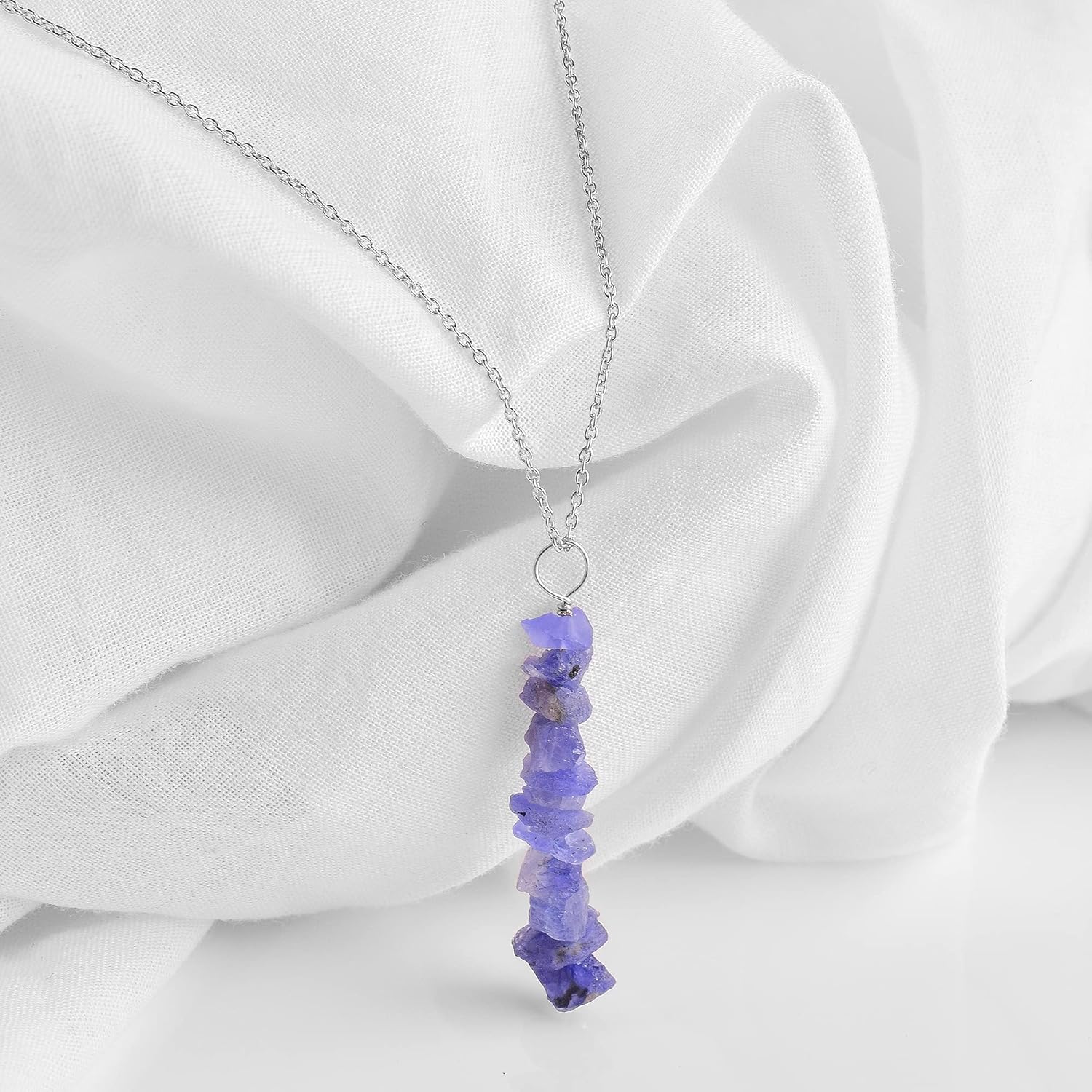 Natural Raw Blue Sapphire Stone Rough Crystal Gemstone Dainty Women Pendant Necklace, Chakra Healing Crystals, Birthstone, Gift, Chain 18 inch - Image 4