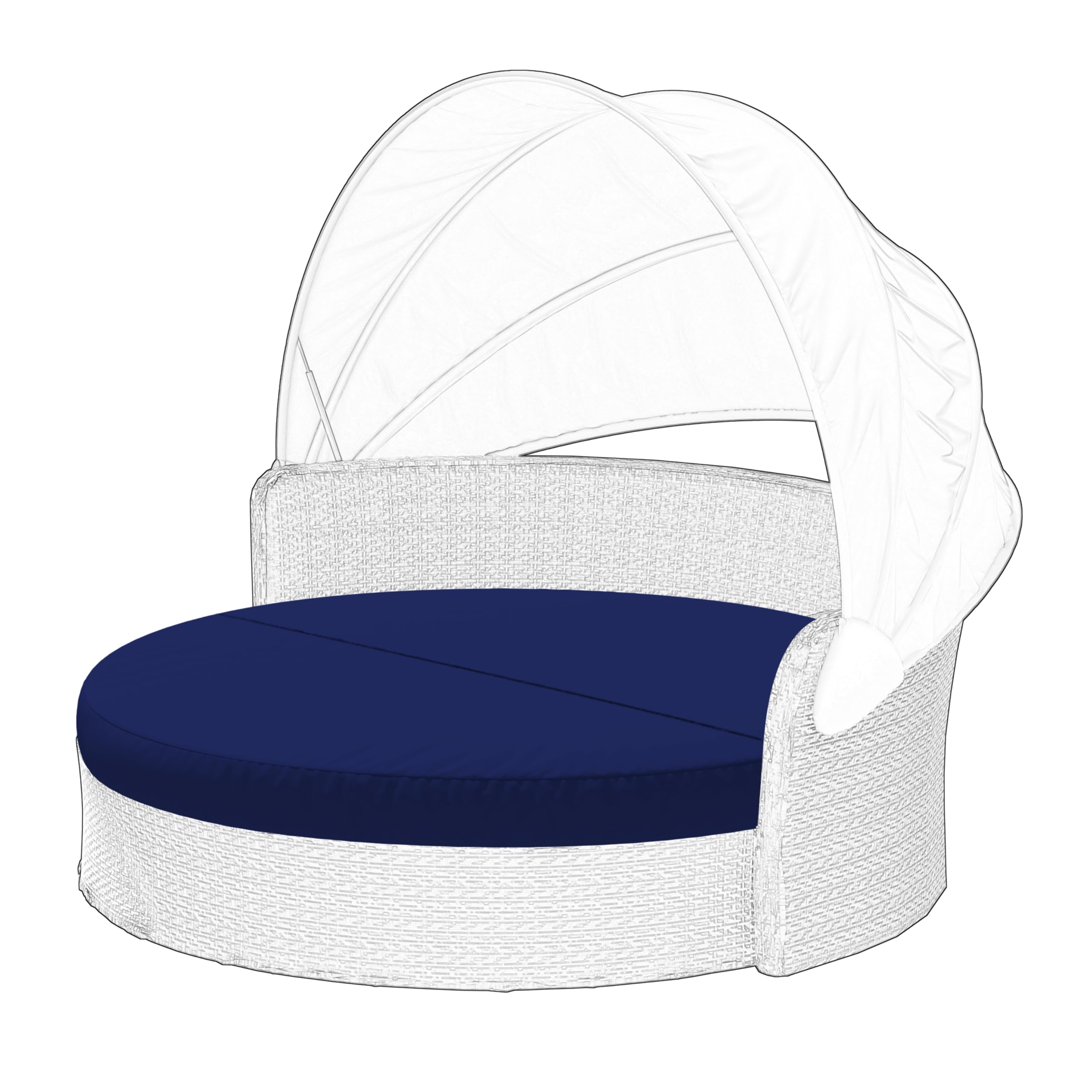 outdoor daybed cushion cover, 66" replacement round bed cushion cover,outdoor waterproof and fade-resistant sun bed outdoor cushion cover - patio round daybed cushion cover, cover only