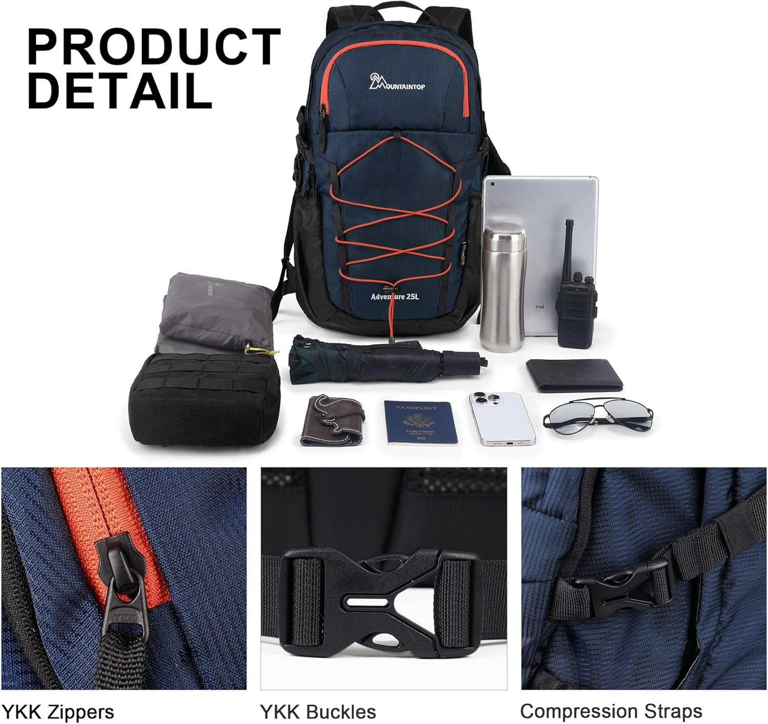 MOUNTAINTOP Hiking Backpack,25/30L Camping Backpack, Men Women Hiking Daypack Lightweight Travel Backpack for Climbing - Image 3