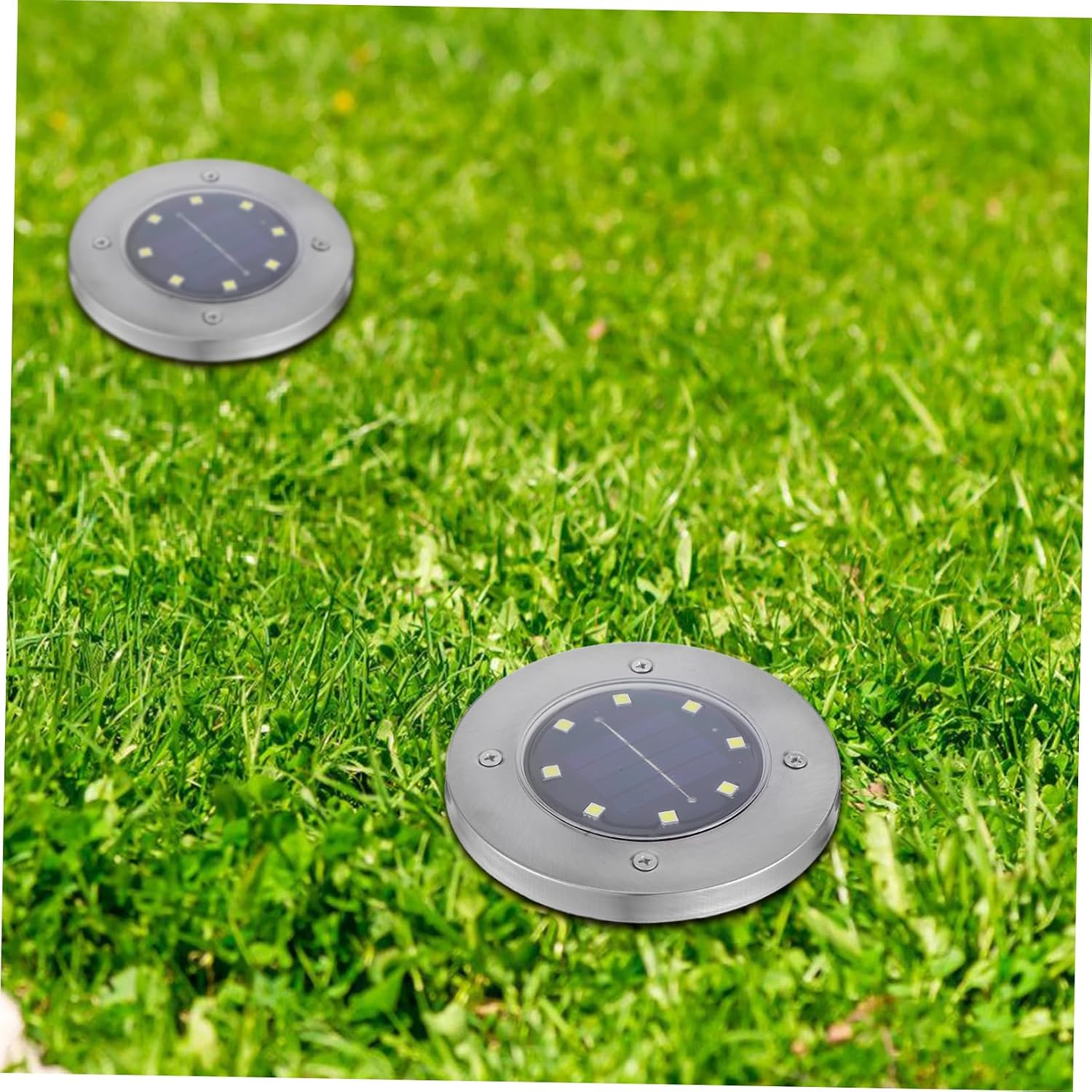 SUPVOX 12pcs Solar Lawn Lamps Outdoor Solar Lights for Garden Pathway Yard Patio Stainless Steel Solar Powered Ground Lights Easy Installation