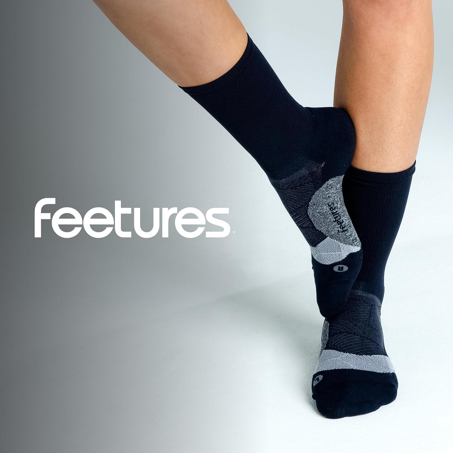 Feetures Elite Light Cushion Mini Crew Sock - Sport Sock with Targeted Compression - Large, Black (3 Pair) - Image 6