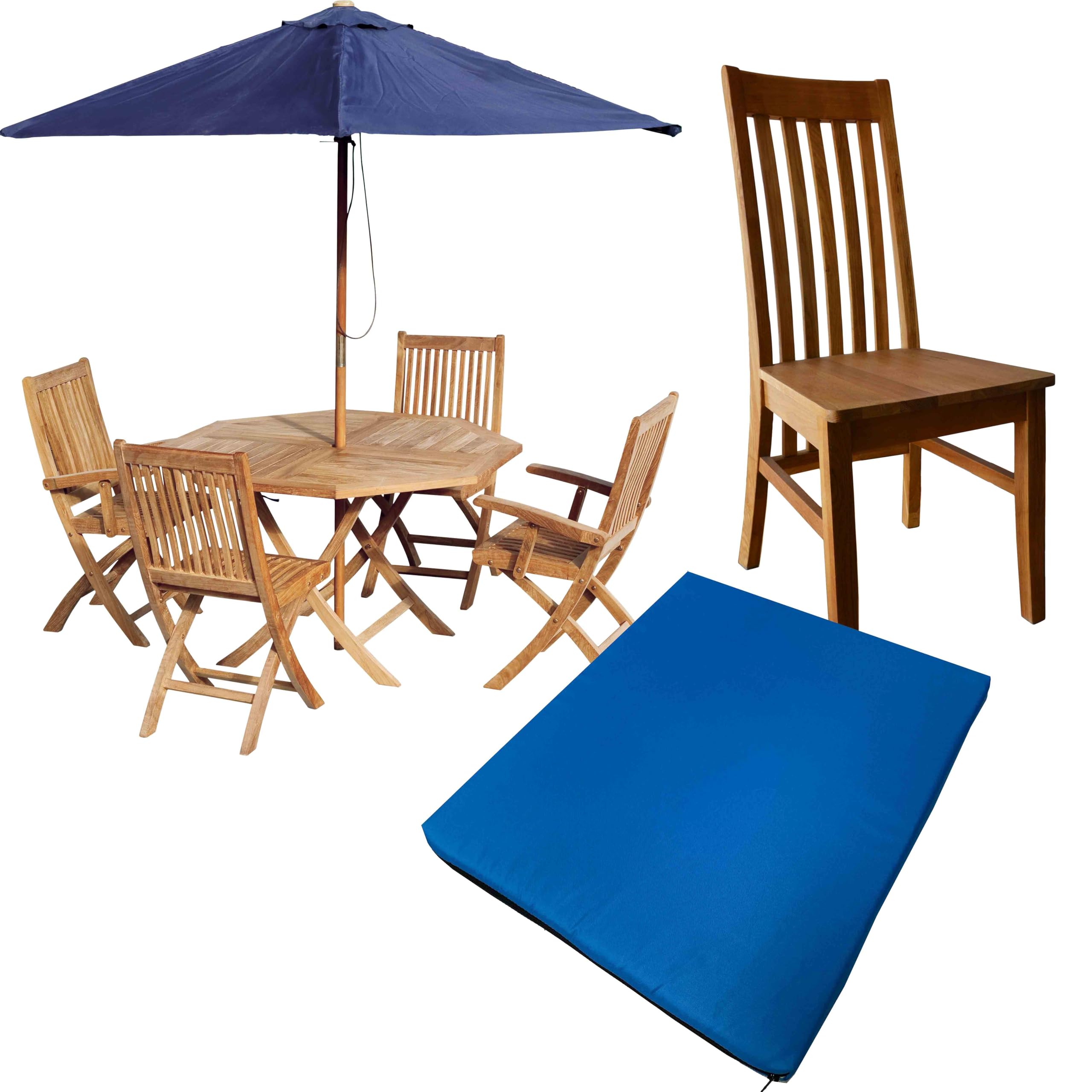 GRIZZLY FOAM 4cm Thick Waterproof Seat Pad Chair Cushion Kitchen Dining Living Room Patio Garden Rattan Furniture Foam Filled Strong Fabric Removable Zip Cover (Royal Blue, 14x14x2inch 36x36x5cm)
