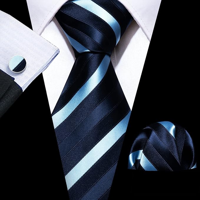 Corbata y conjunto de accesorios para hombres Hisopada a rayas y cuadros miniatura 3